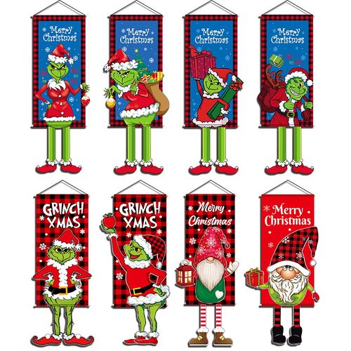 Christmas Cloth Hanging Flag Party Decorations Supplies Prop