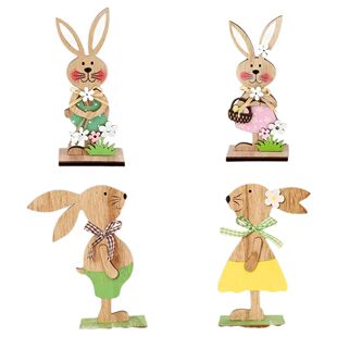 Wooden Easter Standing Rabbit Ornament Lovely Spring Festiva