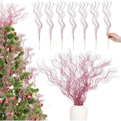 8Pcs Glitter Artificial Berry Branches Christmas Decoration
