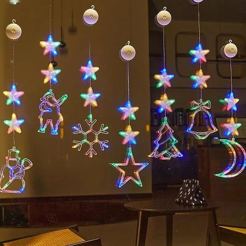 Colorful Christmas Window Lights Suction Cups Hanging Window