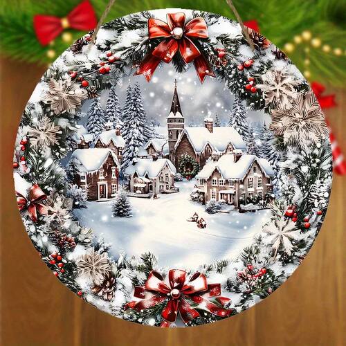 2D Flat, Winter Christmas Wooden Sign Relief Effect of Ice a
