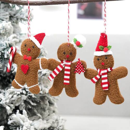 3pcs Gingerbread Man Christmas New Year Decoration Home Plus