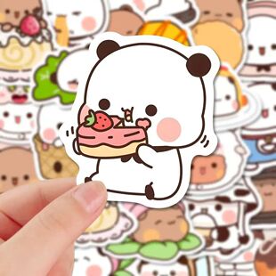 50pcs Bubu Set Panda And Bear Dudu Food Water Serise Sticker