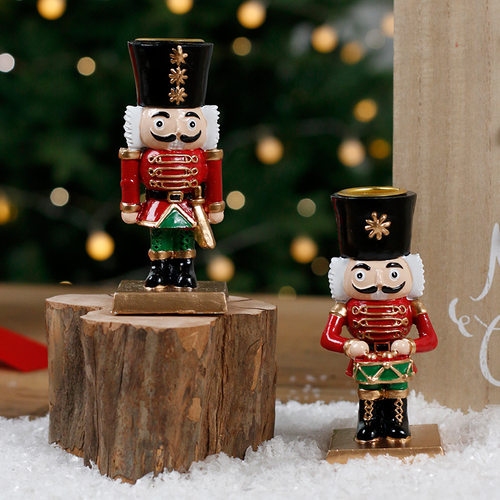 Christmas Decorations Nutcracker Desktop Resin Candlestick O