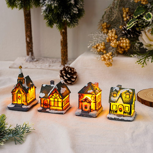 Christmas Decorations Luminous Resin Christmas Small House M