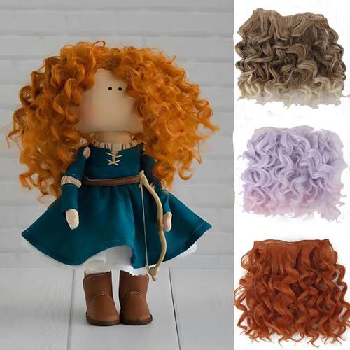 Gradient Color Curly Doll Hair Extensions for Heat Resistant