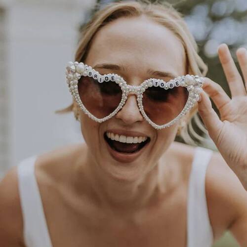 Pearl Bride to be Sunglasses Bachelorette Party Heart Glasse