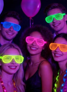 10Pcs Glow In Dark Fluorescent Glasses, Colorful Light Up Pa