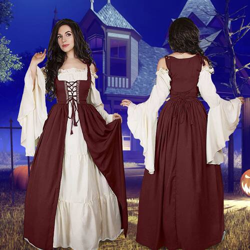 Women Cosplay Medieval Dress Off Shoulder Elegant Greece Par