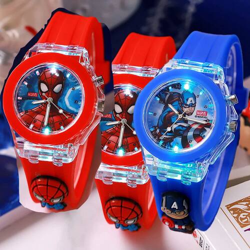 Marvel Comics Cartoon Watch Spider-Man Dark Blue Captain Ame
