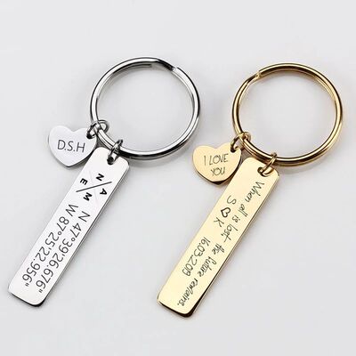Custom Engraved LOGO Stainless Steel Name Keychain Personali
