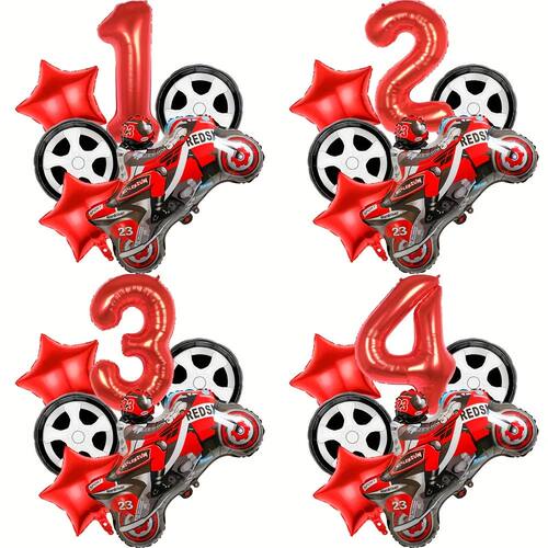 Race Car Balloon Set Motorcycle Foil Balloons for Kids Boys