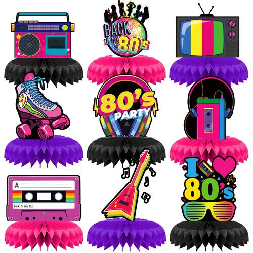 80s Themed Honeycomb Centerpieces, 