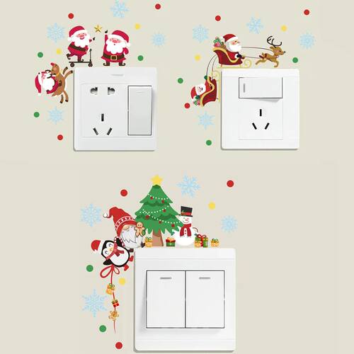 3pcs Christmas Light Switch Stickers Christmas Party Decorat