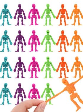 16Pcs Stretchable Skeleton Skull Man Toy Kids Halloween Birt