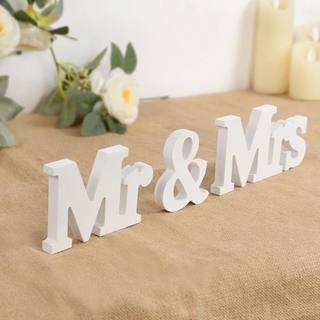 3Pcs/set Mr & Mrs White Letter Wooden Sign for Rustic Weddin