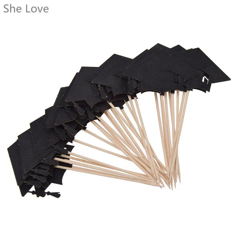 Chzimade 30pcs Cupcake Topper Bachelor Hat Cap Graduate Part