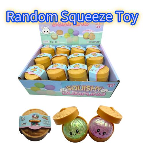 Mini Dumpling Squeeze Toy with Bamboo Steamer, Soft TPR Doug