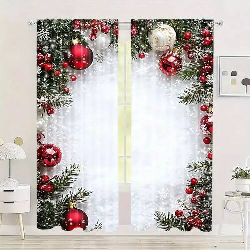 Christmas balloon printed curta, Christmas decorations, bedr