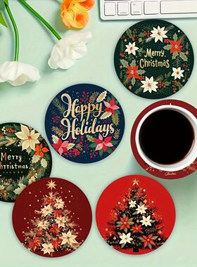Colorful 2D Christmas Tree Garland with Wooden Coasters Holi