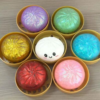 6 styles Glitter Dumpling Glitter Dumpling Squishy with Box