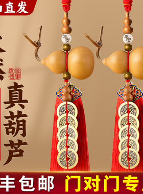葫芦挂件门对门五帝钱门口天然客厅开口红色流苏新房入住铜钱挂饰