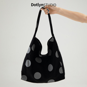 Dotlyn韩系时尚 潮流波点帆布包包ins休闲通勤大容量腋下托特包女