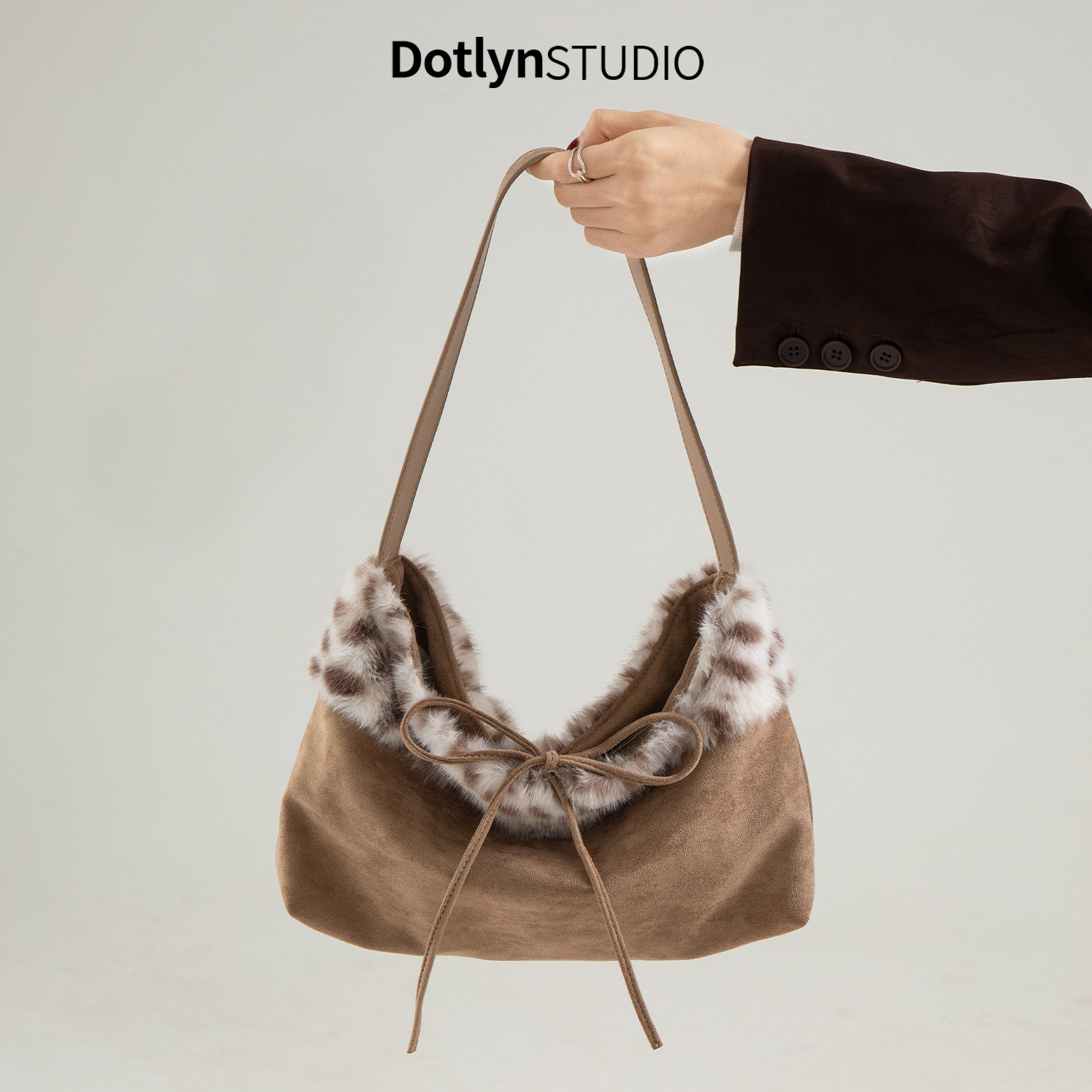 Dotlyn秋冬新款复古豹纹托特包ins超火时髦百搭毛绒手提单肩包女,箱包皮具/热销女包/男包,托特包,淘宝优惠券,粉丝福利购,淘宝优惠卷