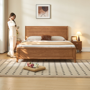 优尚雅轩白蜡木实木床1.8米双人床主卧婚床中古风床家用卧室大床