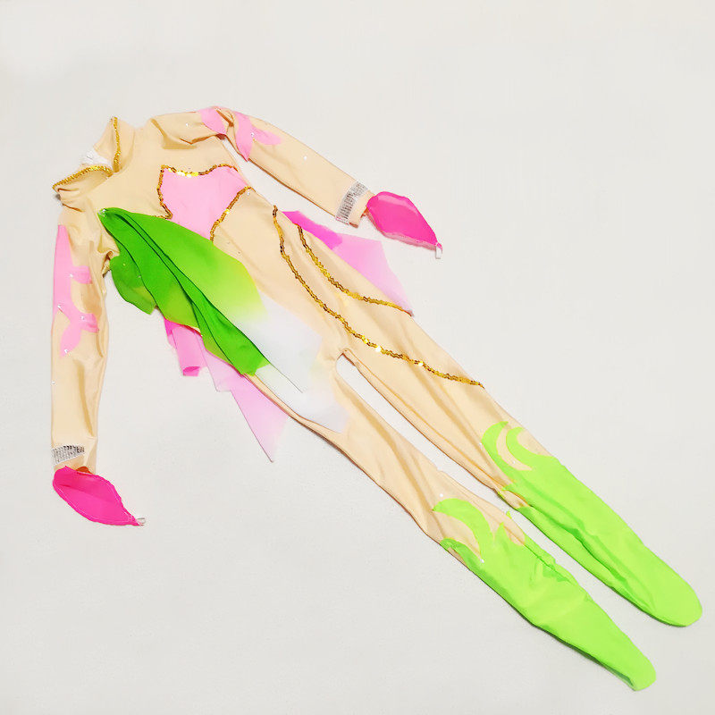 中国舞禾雀花开舞蹈服儿童体操演出连体服舞衣小舞者桃李杯群舞服