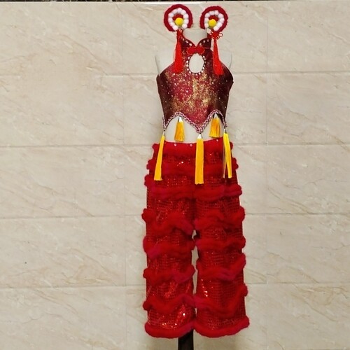 独舞小狮妹舞蹈服儿童醒狮表演服桃李杯演出服定制中国舞艺考舞衣