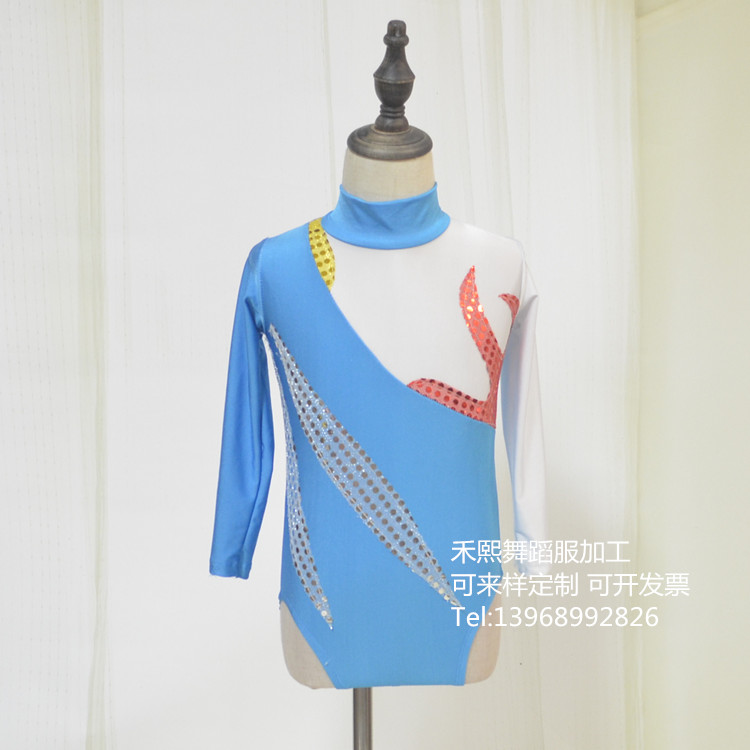 儿童长袖舞蹈服艺术体操连体服氨纶三角裤弹力服芭蕾练功服演出服