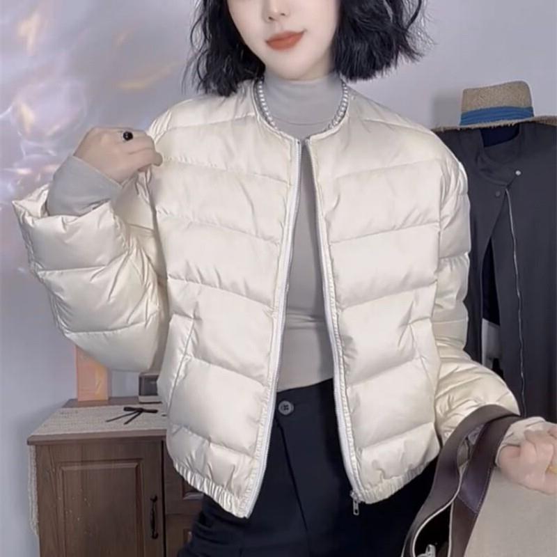 秋冬网红新款2025时尚棉服女欧货减龄洋派圆领保暖显瘦短款棉衣