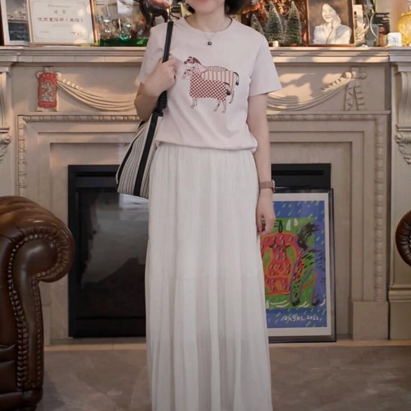 欧货2026春夏装新款马年限定白色短袖T恤女宽松上衣T恤潮牌