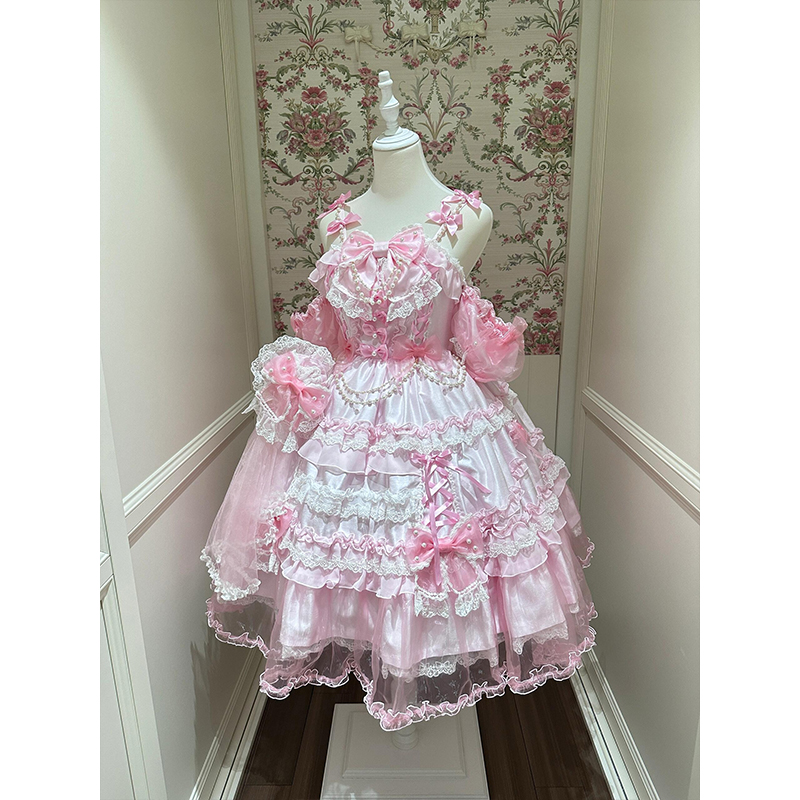 粉色甜美晚礼服Lolita大蝴蝶结