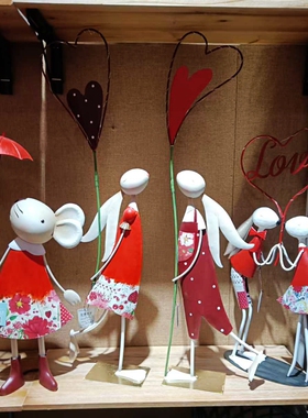 欧美田园风做旧铁艺动物人物摆件