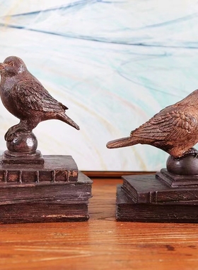 外贸美式树脂小鸟书本摆件