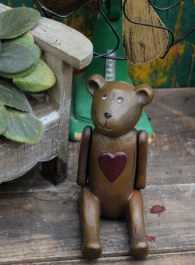 复古做旧小熊美式乡村风书房摆件