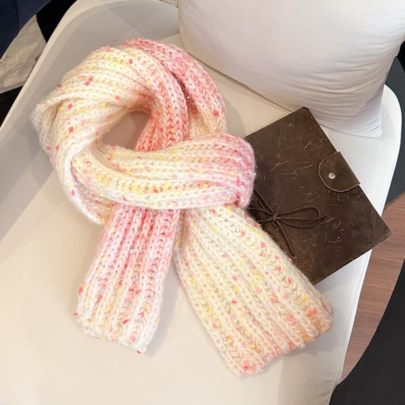 彩虹糖渐变懒人毛线围巾手工diy编织自制手织送男女朋友围脖礼物