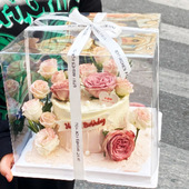 透明生日蛋糕盒子4四6六8八10十12寸单双层网红礼物加高烘焙包装