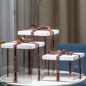 蛋糕盒子6六8八10十12寸双层加高透明网红手提礼物烘焙生日包装 盒