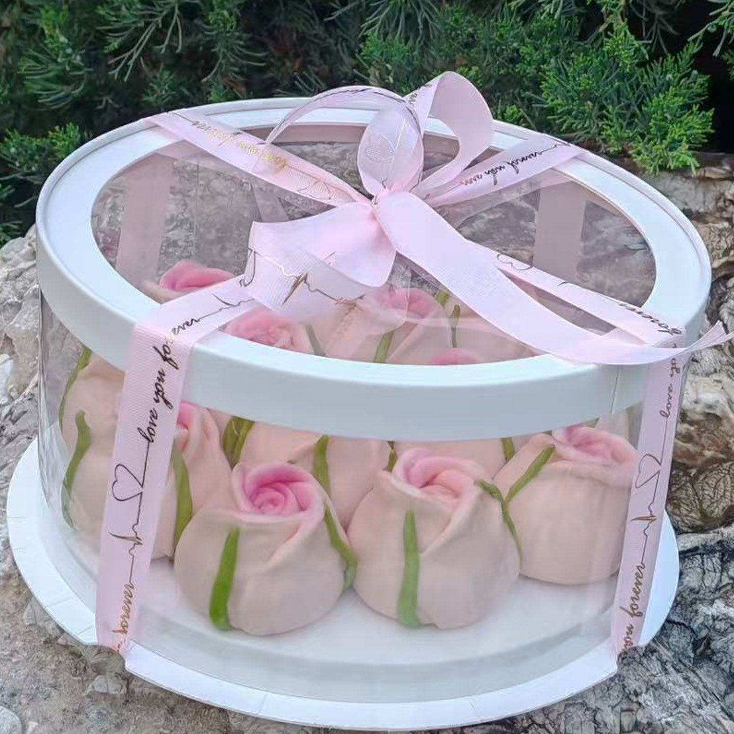 蛋糕生日盒子慕斯甜品花饽饽花馍馍玫瑰馒头寿司切块蛋糕烘焙包装