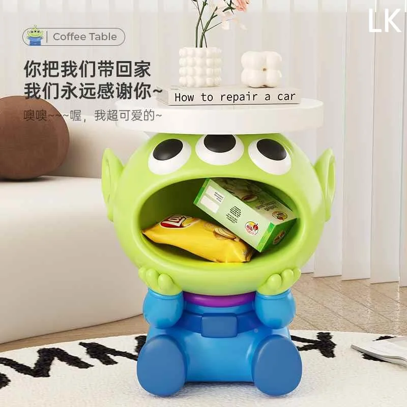 卡通三眼仔茶几客厅摆件落地公仔沙发边几玩偶床头柜可爱乔迁礼物