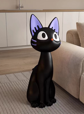 艺术黑猫咪客厅大型电视柜沙发旁边落地装饰品搬家开业送礼物摆件