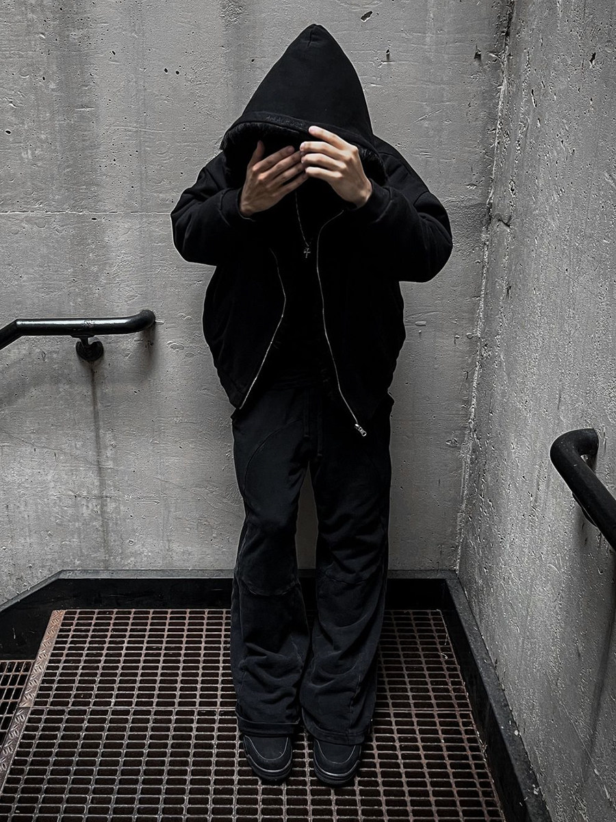 FROM THE STREETS 24 가을 겨울 황금 너구리 모피 안감 가역 짧은 와이드 BOXY 남성용 두꺼운 아메리칸 코튼 재킷