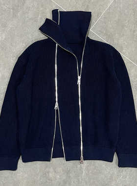 【现货】重工BV风老钱小众设计双拉链多穿法针织开衫宽松毛衣外套