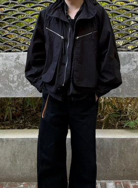 【现货】LEM老钱风老妹简约宽松廓形降落伞兵工装拉链夹克外套潮