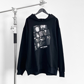 恶搞RAF 现货 SIMONS人像字母印花OS宽松水洗卫衣vibe风帽衫