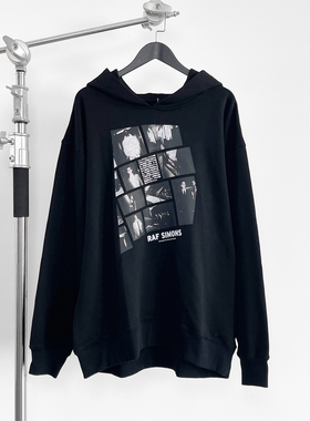 【现货】恶搞RAF SIMONS人像字母印花OS宽松水洗卫衣vibe风帽衫