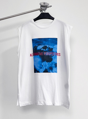 【现货】全棉运动休闲烫画撞色立体字母印花宽松无袖百搭坎肩背心